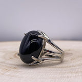 Bague Obsidienne "Bouclier Protecteur" - Ajustable - (Ovale ou Ronde)