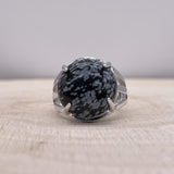Bague Obsidienne Mouchetée "Pureté" - Ajustable - (Ovale ou Ronde)