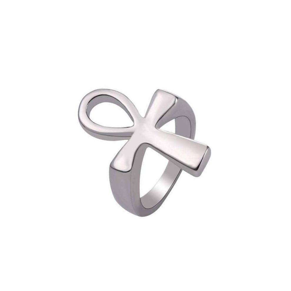 Bague Croix De Ankh En Acier Inoxydable Doré - Taille 54 - Neuf Avec étiquettes