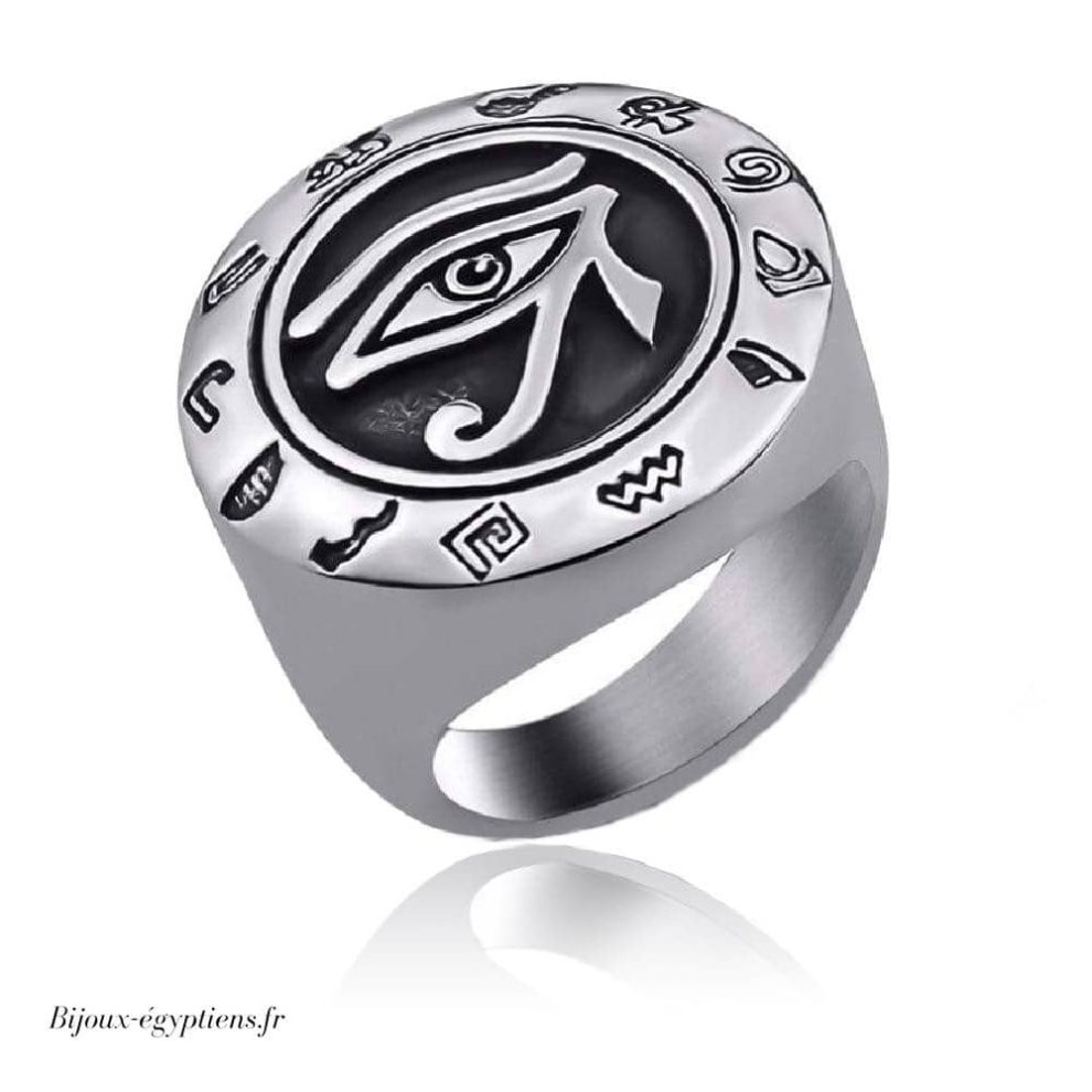 Bague œil D'Horus Argentée – Porte-bonheur Réglable Style égyptien