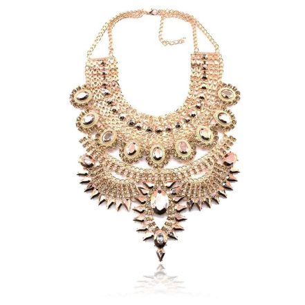 Collier Plastron Strass Gris Sur Cordelette Noire - Neuf Sans Emballage