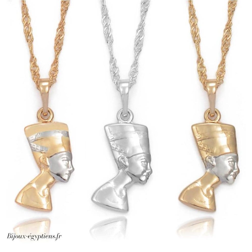 Collier Pendentif Nefertiti En Argent Massif - Style égyptien, Bijou Vintage En Bon état