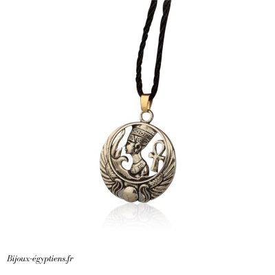 Pendentif Argent Sterling 925 Ancien égyptien Visage De Cléopâtre | Collier Fin 1-4 Mm | Poids 1,15 G | Pochette Velours Inclus