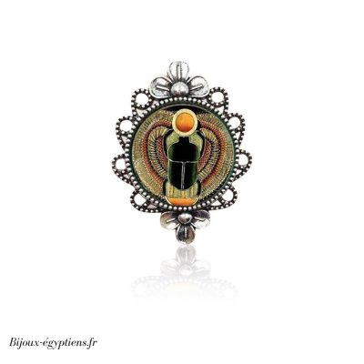 Grosse Bague  Scarabee Argent - Bijoux-egyptiens.fr