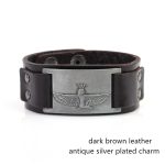 Dawapara Antique Bronze Wristband Egypt Cleopatra Amulet Charms Cuff Bracelets Bangles Vintage Punk Black Brown Strap Jewelry