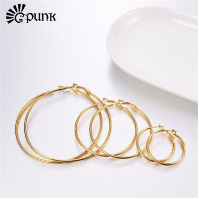 Boucle d'oreille Egyptienne - 3PC big hoop earrings set 30/50/70MM gold color stainless steel women fashion circle earrings female mothers day gift