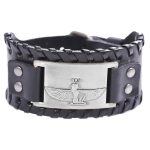 Dawapara Antique Bronze Wristband Egypt Cleopatra Amulet Charms Cuff Bracelets Bangles Vintage Punk Black Brown Strap Jewelry