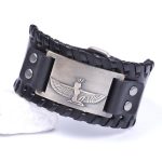 Dawapara Antique Bronze Wristband Egypt Cleopatra Amulet Charms Cuff Bracelets Bangles Vintage Punk Black Brown Strap Jewelry