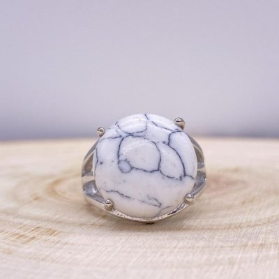 Bague Howlite « Calme » – Ajustable – (Ovale ou Ronde)