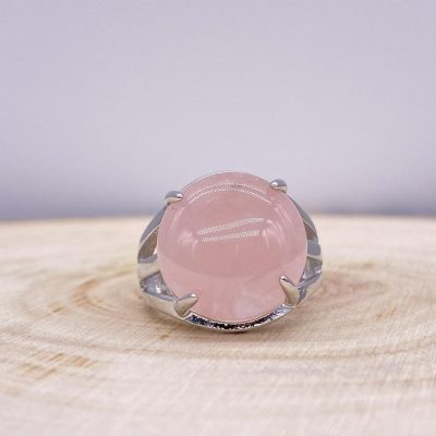 Bague Quartz Rose « Amour » – Ajustable – (Ovale ou Ronde)