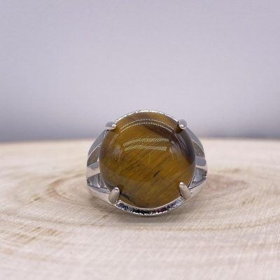 Bague Oeil de Tigre « Confiance » – Ajustable – (Ovale ou Ronde)