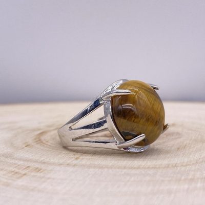 Bague Oeil de Tigre « Confiance » – Ajustable – (Ovale ou Ronde)