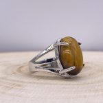 Bague Oeil de Tigre « Confiance » – Ajustable – (Ovale ou Ronde)