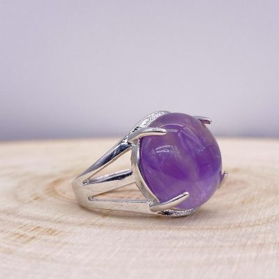Bague Améthyste « Humilité » – Ajustable – (Ovale ou Ronde)