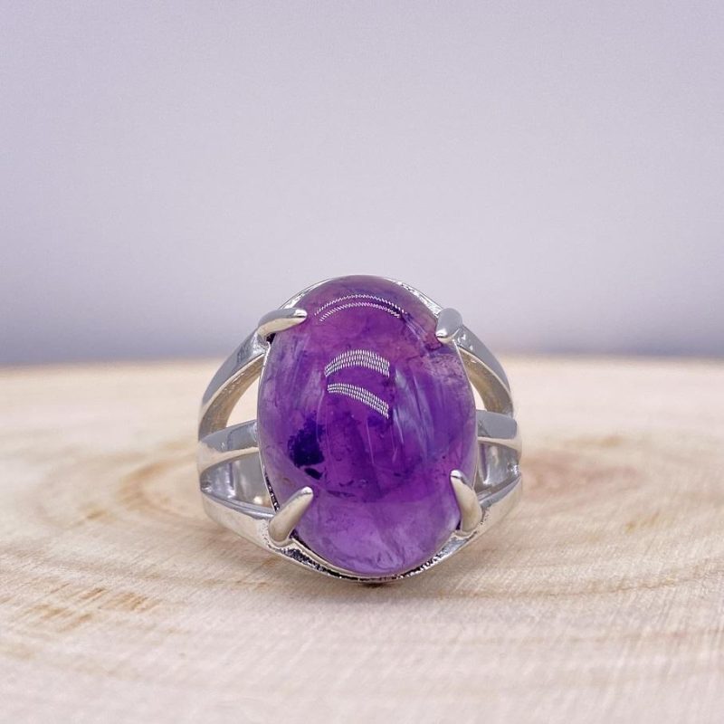 Bague Améthyste « Humilité » – Ajustable – (Ovale ou Ronde)