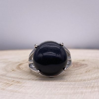 Bague Obsidienne « Bouclier Protecteur » – Ajustable – (Ovale ou Ronde)