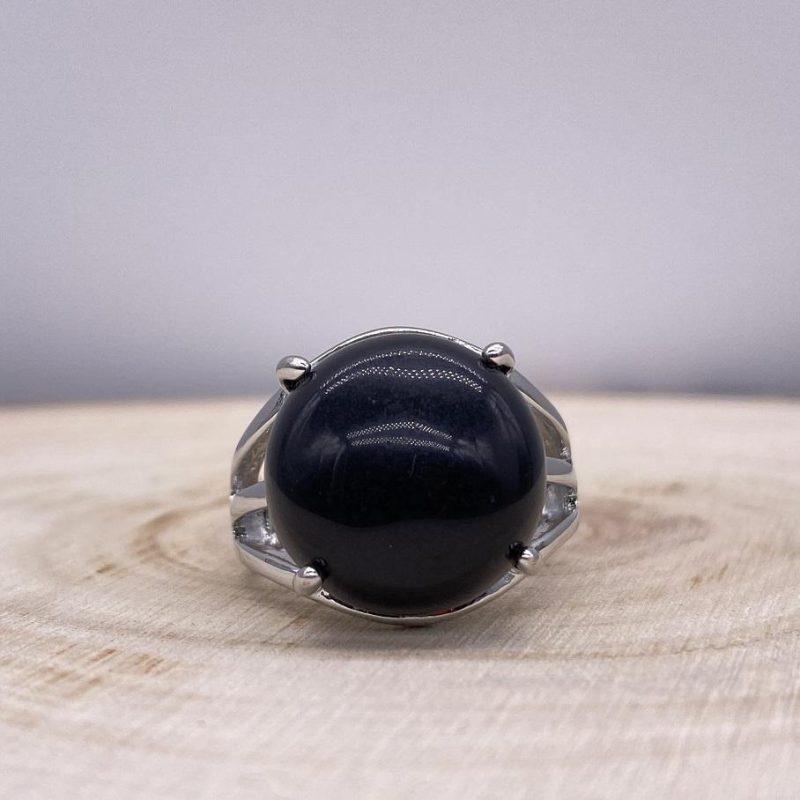 Bague Obsidienne « Bouclier Protecteur » – Ajustable – (Ovale ou Ronde)