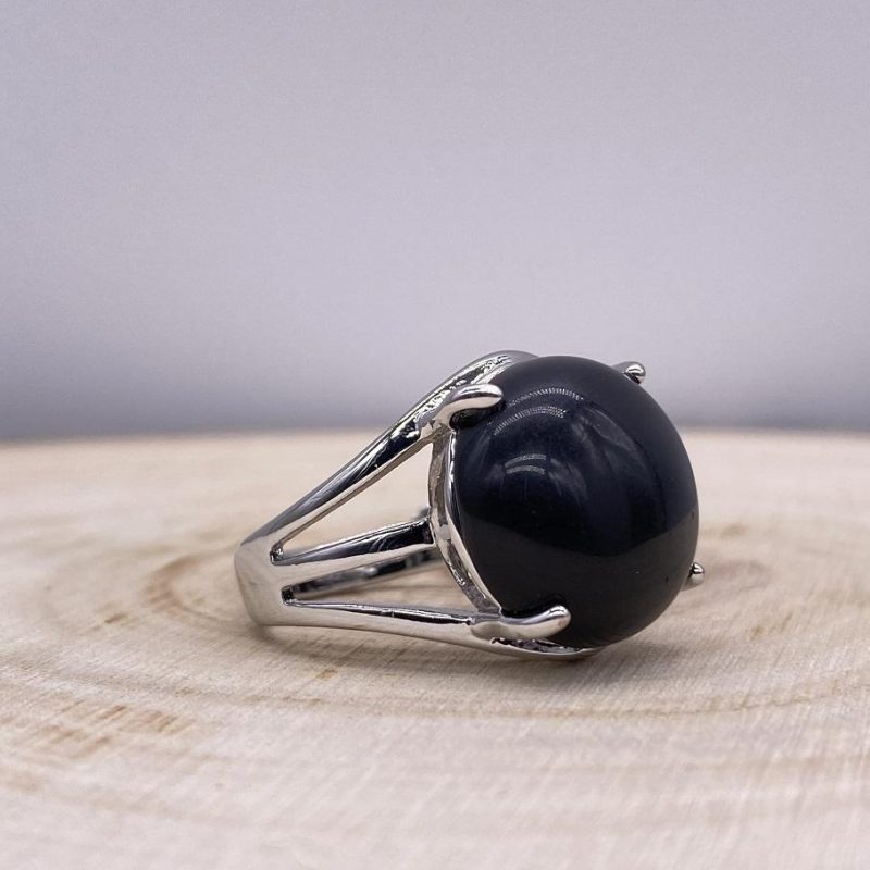 Bague Obsidienne « Bouclier Protecteur » – Ajustable – (Ovale ou Ronde)
