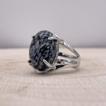 Bague Obsidienne Mouchetée « Pureté » – Ajustable – (Ovale ou Ronde)