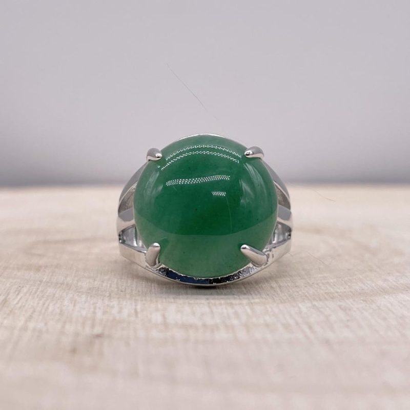 Bague Aventurine Verte « Tranquillité » – Ajustable – (Ovale ou Ronde)