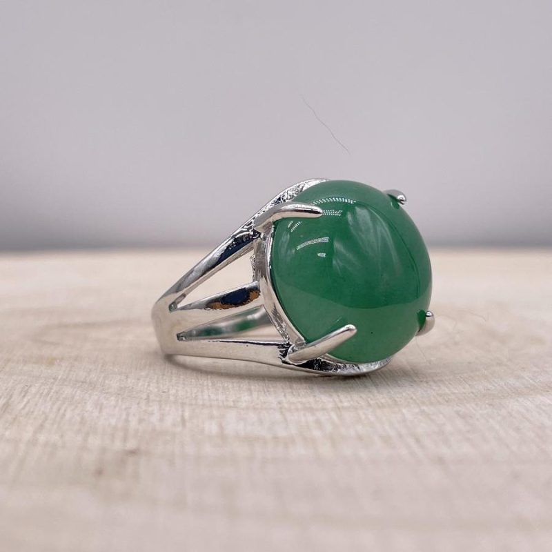 Bague Aventurine Verte « Tranquillité » – Ajustable – (Ovale ou Ronde)