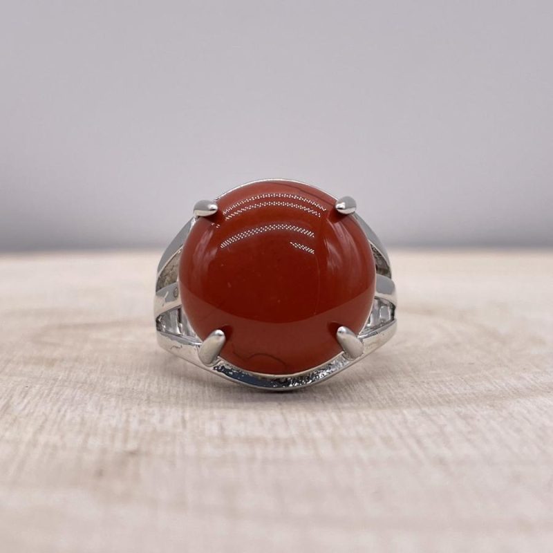 Bague Jaspe Rouge « Stimulant » – Ajustable – (Ovale ou Ronde)