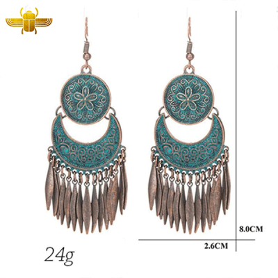 Boucle d’Oreille Égyptienne  Pendante Bleue
