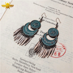 Boucle d’Oreille Égyptienne  Pendante Bleue