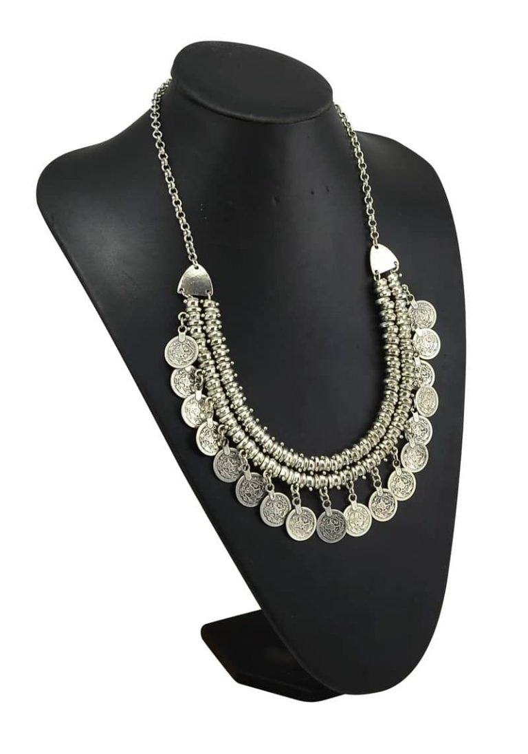 Collier Plastron Argenté Vintage - Bijou Fantaisie Imposant Pour Femme