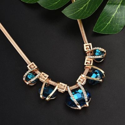 Collier Plastron  Strass Bleu - Bijoux-egyptiens.fr