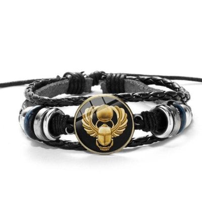 Bracelet Scarabée  Porte Bonheur Noir - Bijoux-egyptiens.fr