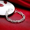 Bracelet Ancien En Argent Massif - Occasion, Bijou Vintage Authentique Pour Collection Ou Port Quotidien