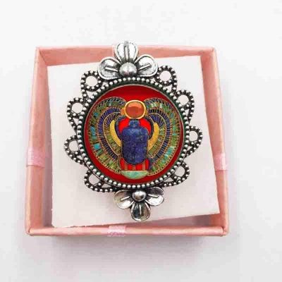 Grosse Bague  Scarabee Argent - Bijoux-egyptiens.fr
